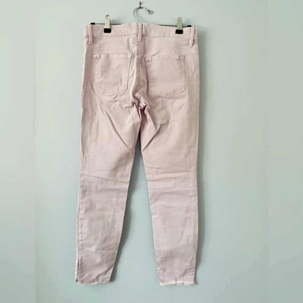 Loft Powder Pink Jeans Modern Skinny Raw Split Hem Stretch Size 0 / 25